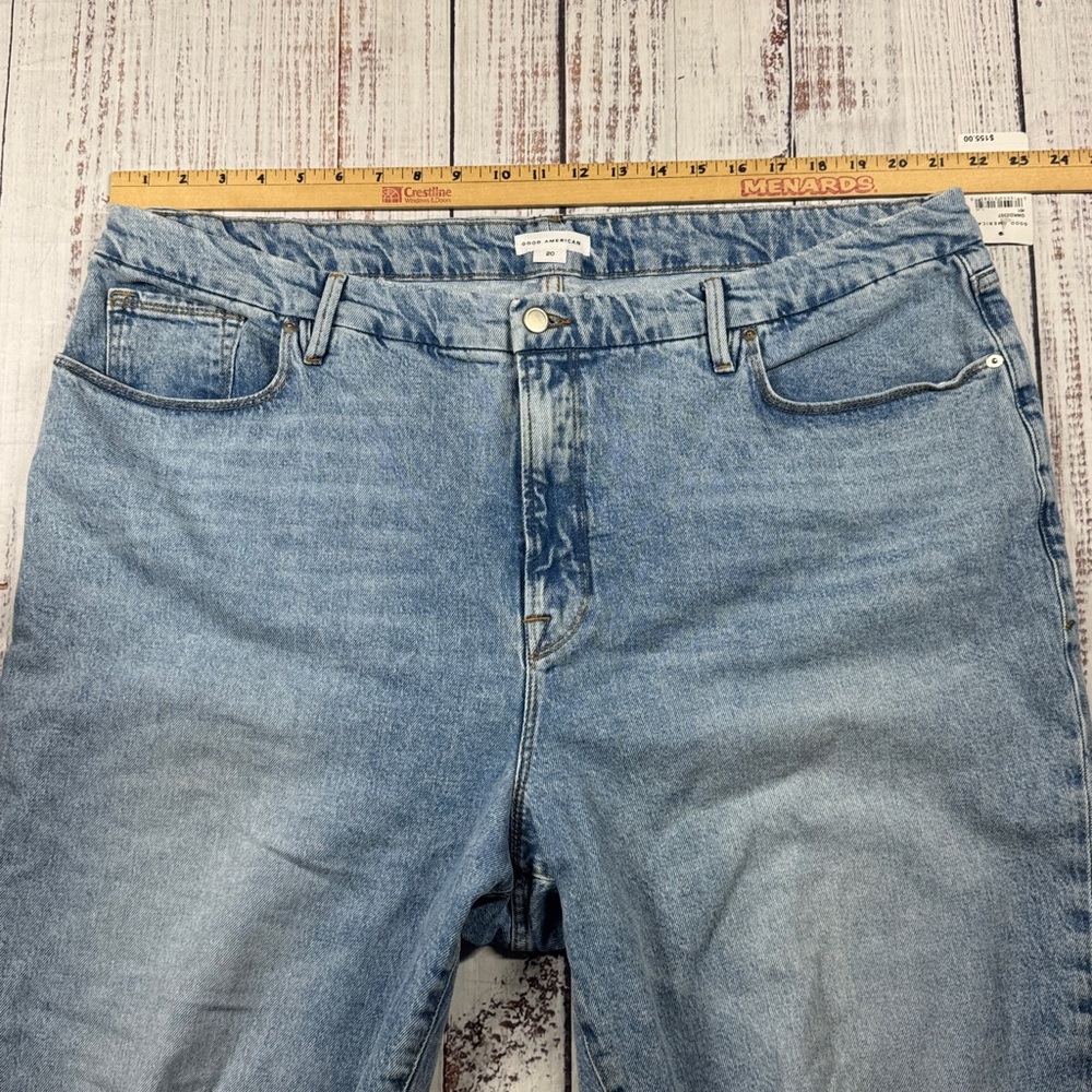 NWT GOOD AMERICAN JEANS WOMEN'S PLUS SIZE 20 FRAYED  HEM STRAIGHT LEG DENIM - Picture 9 of 16